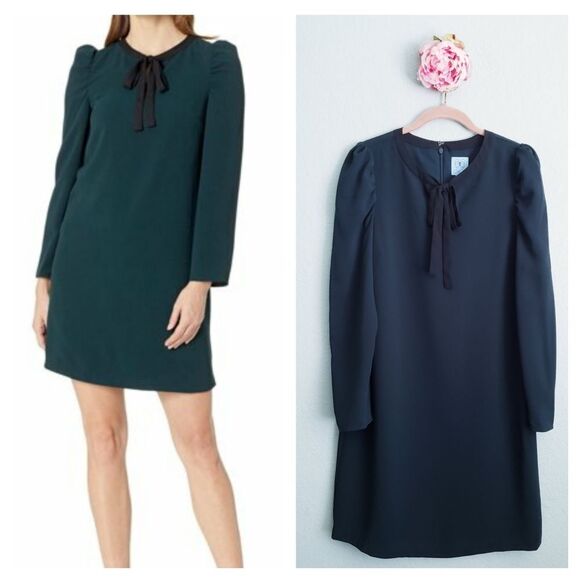 CeCe Dresses & Skirts - Cece Puff Sleeve Tie Neck Dress in spruce green